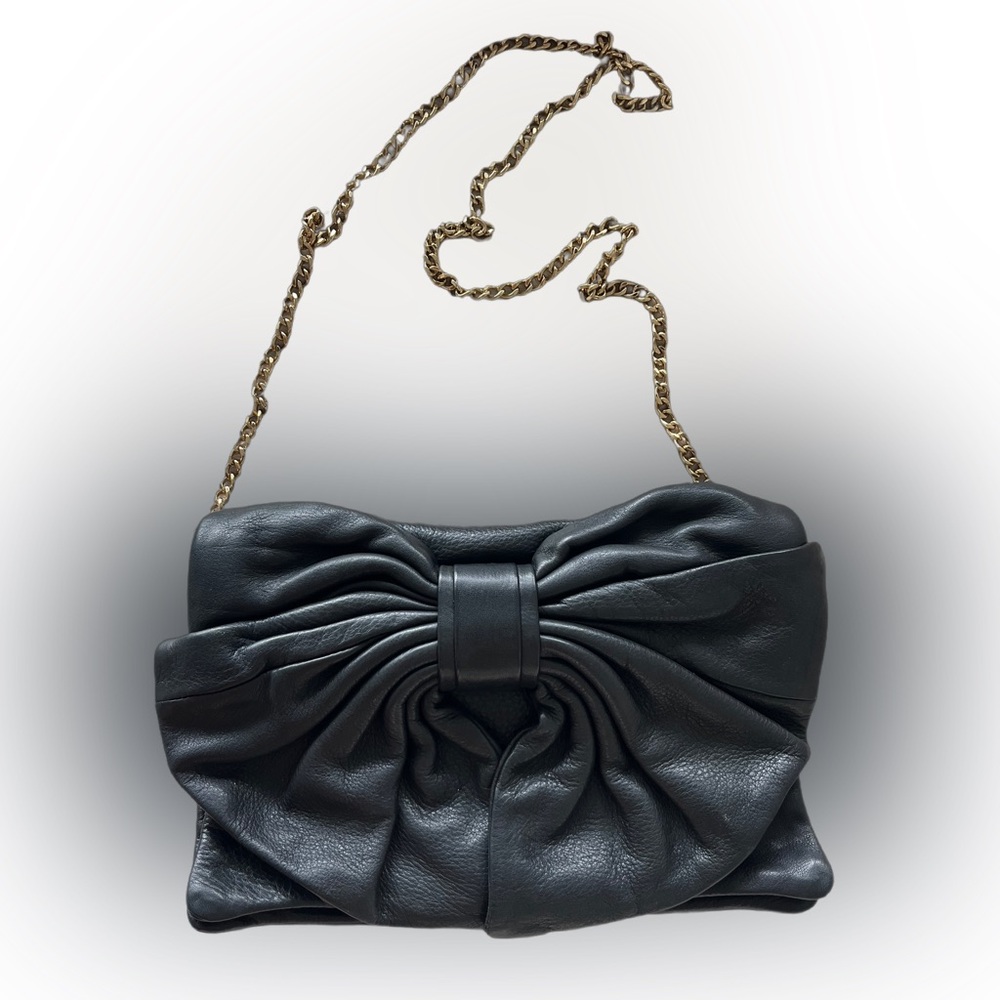 Red Valentino Leather Bow Clutch Shoulder Chain Bag